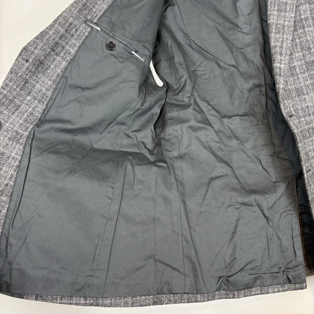 Banana Republic Men's Plaid Sport Coat Wool Blend Slim Fit Blazer Sz 42R Gray